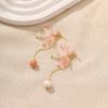 Sweet And Gentle Pink Long Color Lily Of The Valley Earrings, Fresh Girlish Temperament Fashionable Stud Earrings For Women