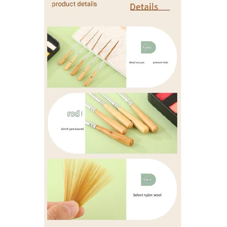 Pack of 5 Artisanal Brushes Featuring Short Grip and Elastic Bristles for Oil Gouache Creations Detailed Work