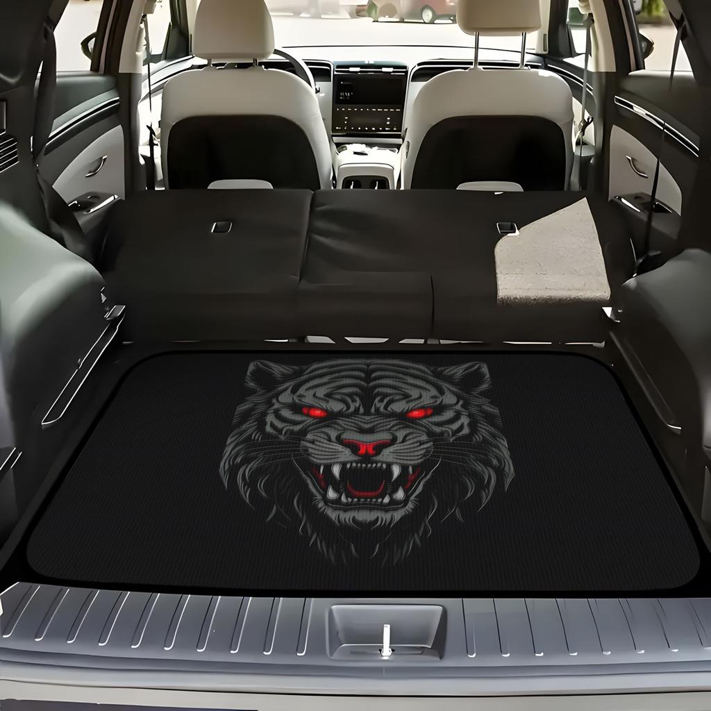 1Pcs Red Eyed Roaring Tiger Car Trunk Mat with Anti Slip Cargo Liner Waterproof Rear Storage Protector Floor Mat for SUV Sedan V