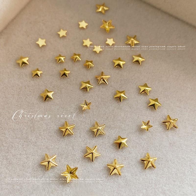 Hollow Star Nail Art Art Rivet Charms 3D Alloy Five-Pointed-Star Gold Silver Diamond Nail Decoration Luxury Manicure Accessories