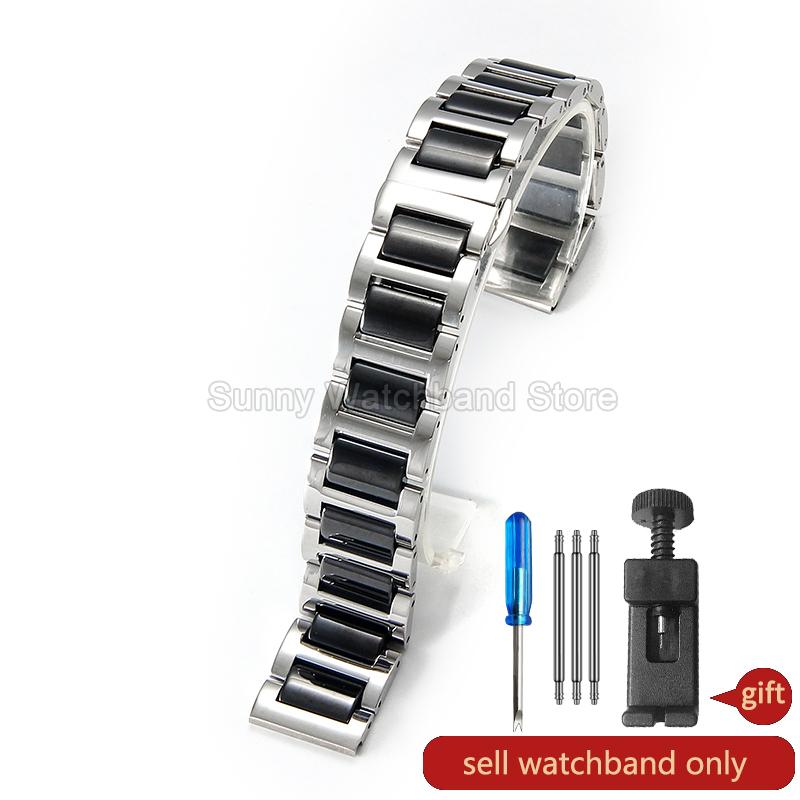 

ONEFor DW Armani Casio Tissot TianWang Ремешок для часов из нержавеющей стали, керамики, гипоаллергенный, износостойкий, легко чистится, плоский интерфейсMN 12mm