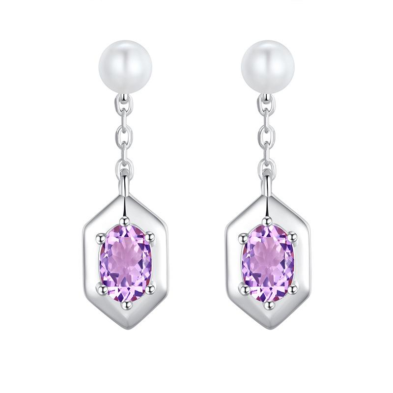Light luxury fringed pearl earrings women s premium natural crystal stone earrings S925 sterling silver niche stud earrings women 925 silver
