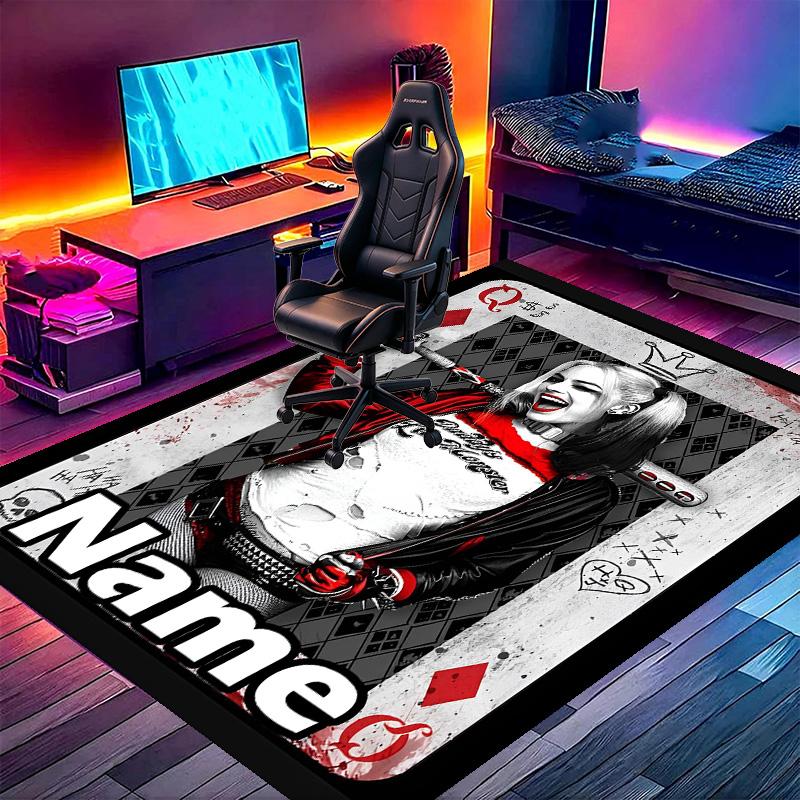 Custom Name Personalized Superhero Print Carpet, Versatile Home Decor Rug, for Playroom, Apartment, Balcony, Entryway, Hallway Gift