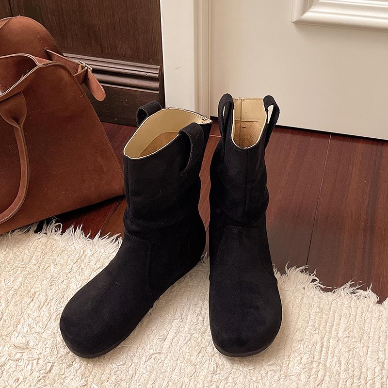 Retro Lazy Wind Boots Stacking Boots Women's Short Boots 2025 New Autumn and Winter Women's Frosted Leather Fashion Martin Boots