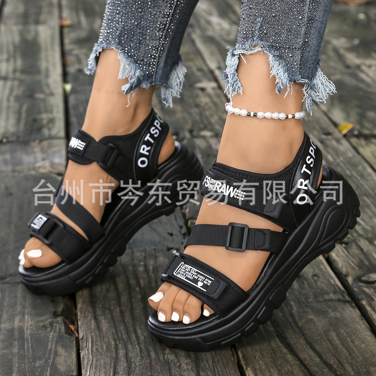 

Босоножки женские летние спортивные новые на платформе повседневные туфли-маффины женские пляжные туфли 42 чёрный