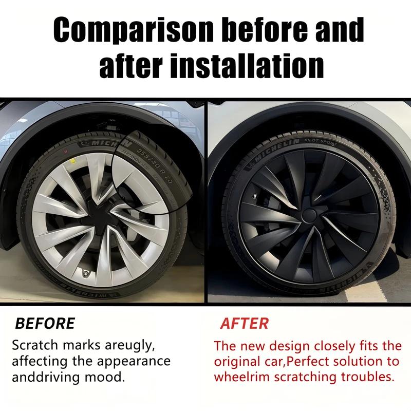 4PCS Hubcaps 20 Inch for Tesla Model Y Juniper 2025 Performance Wheel Cover for Helix 2.0 Wheels Hub Cap Full Rim Accessories