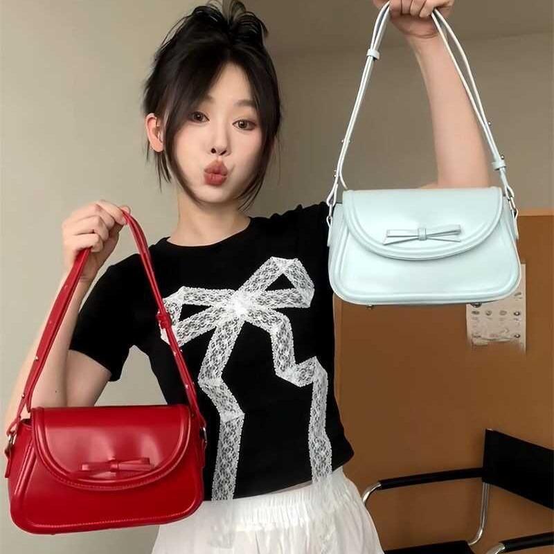French Fashion Bow Sweet And Cute Shoulder Bag With The Same Versatile Casual Versatile Messenger Bag For Women