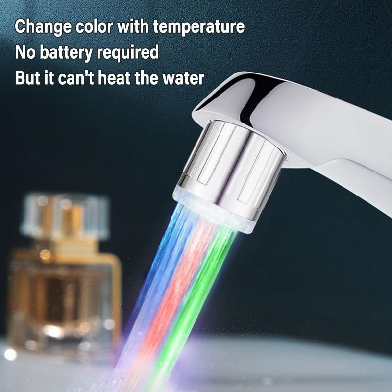 1pc Creative Faucet Extender LED Temperature Sensor 3-Color Light-up Faucet Kitchen Bathroom Glow Water Faucet Tap Nozzle Shower
