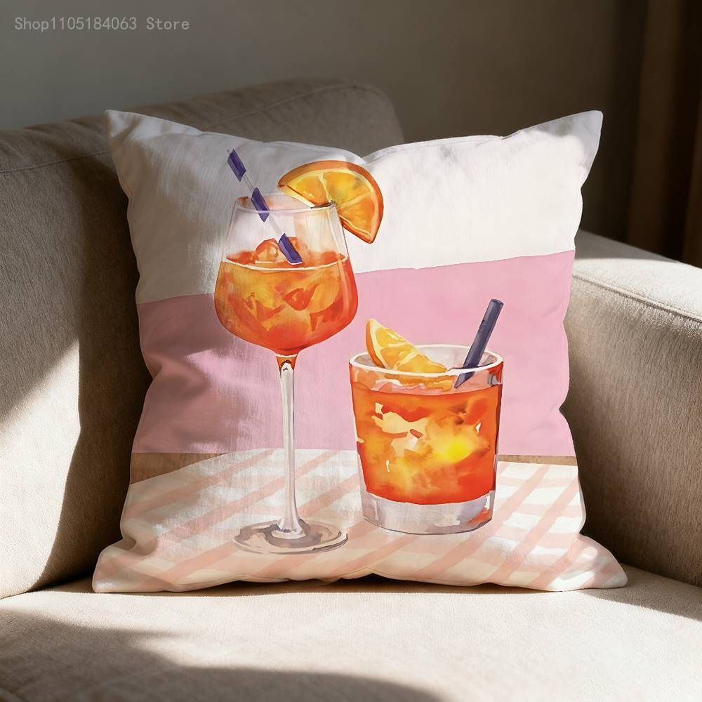 A-Aperol Spritz Kissenbezug für 45x45cm 40x40cm 55x55cm 50x50cm 30x30cm Quadratischer Auto-Kissenbezug Hülle