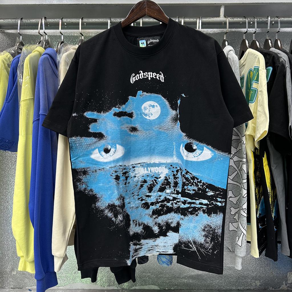 Godspeed American High Street Loose Teen Couple Crew Neck Pullover Casual Commuter ins Short Sleeves