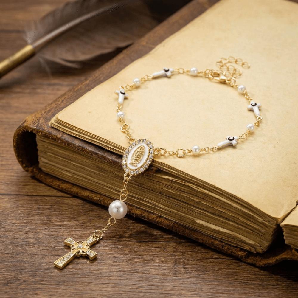 Adjustable Women's Hand Bracelet Bangle Prayer Bracelet Cross Pendant Bracelet  Gifts