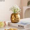 Honeycomb Texture Ceramic Vase Golden Round Plant Pots Table Decoration Flowers Arrangement Flower Vase Room Aesthetic Decor