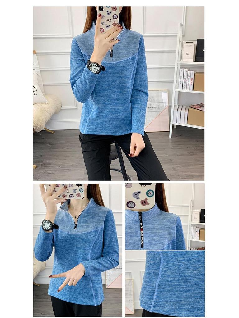 Plus Size Women's Stretch Velvet Fleece Stand-Up Collar Sweatshirt for Autumn/Winter