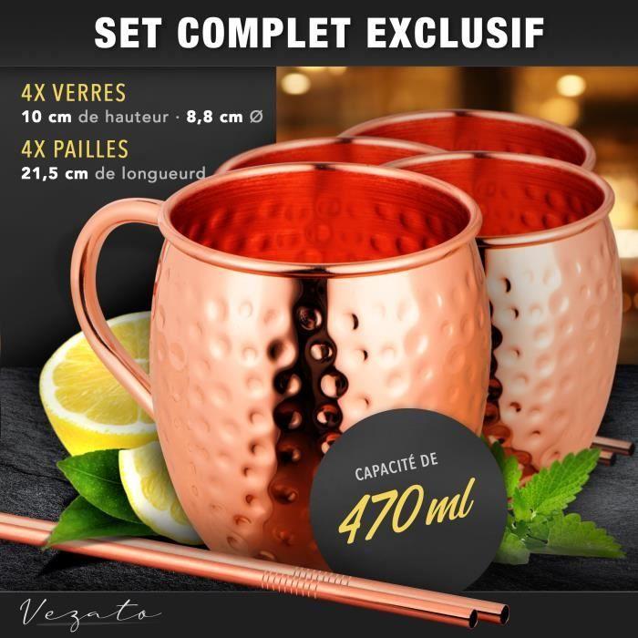 Verre moskau mule - vezato - 500ml - cuivre - 4 pièces - fait main