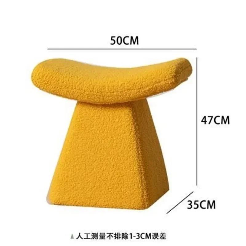 Nordic Ottoman Sitting Pouf Stool Living Room Furniture Entrance Porch Fabric Low Changing Stools Ottomans Wooden Vanity Chair