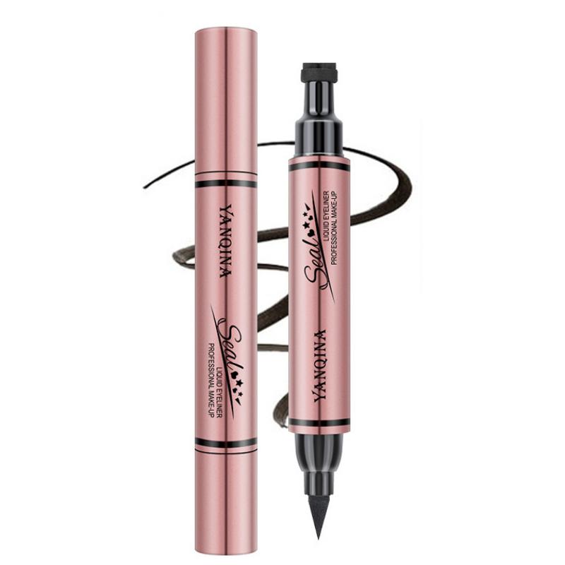 

Подводка для глаз с двойной головкой Водонепроницаемая и не размазывающаяся подводка для глаз с жидким карандашом