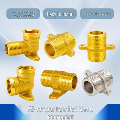 All-Copper 90-Degree Elbow Fitting with Fixing Base, 6-Point External To 4-Point Internal Thread Pipe for Exposed Wall Installation