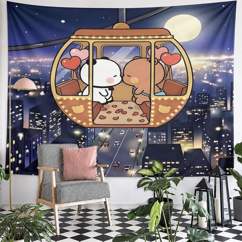 Romantic Night in Ferris Wheel Cabin Pattern Wall Hanging Tapestry Decorative Tapestry Home Decor for Bedroom and Living Room