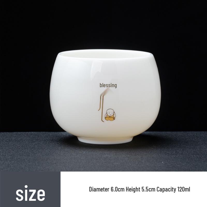 Mutton Fat White Porcelain Tea Tasting Cups, Set of 6 - Individual Ceramic Teacups with Gift Box