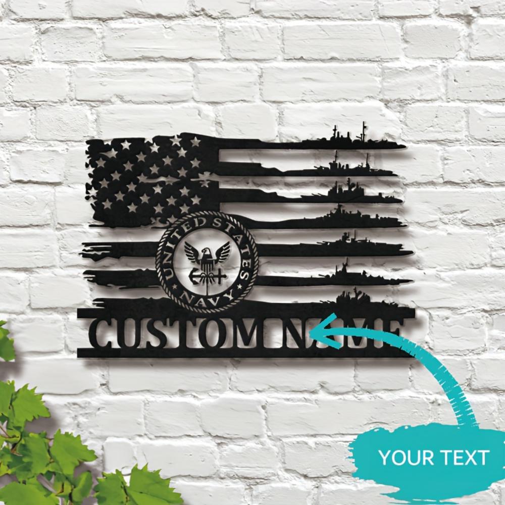 Vintage US Navy Ship Metal Wall Art Personalized Veteran Gift Home Decor