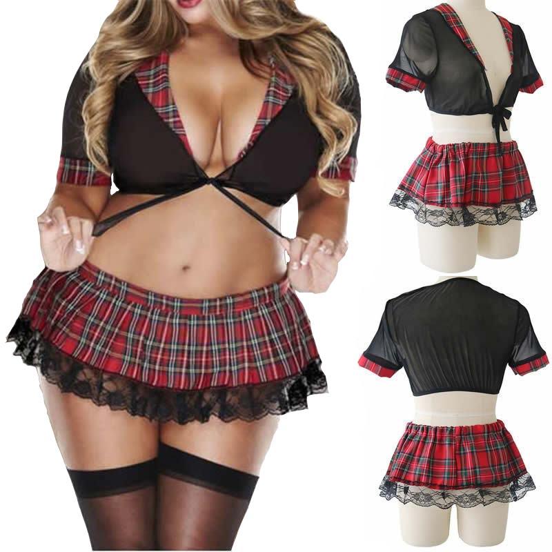 Undertøy for kvinner for sexlek,Skolejenteundertøy Sexy rollespill Undertøysett Studentkostymer Skjørtantrekk