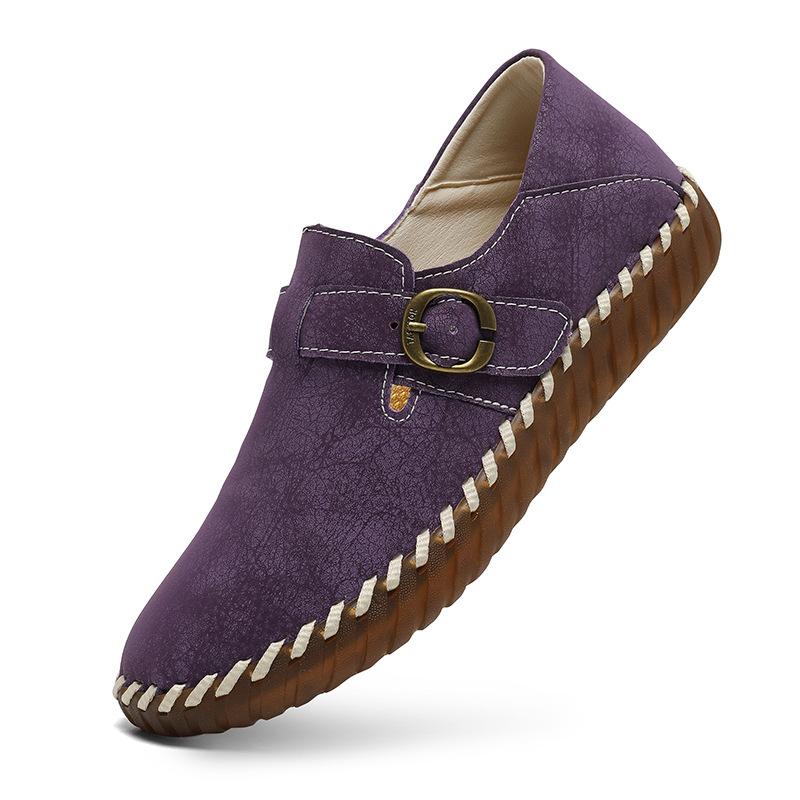 

20252025 Popular beef tendon soft sole mother shoes British style Birkenstock single shoes sewing line comfortable women s shoes 43