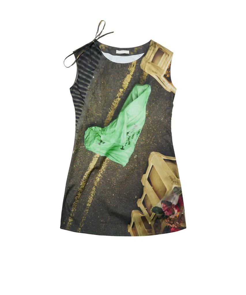Seen Photo Frame Shirring Neck Dress (Road)