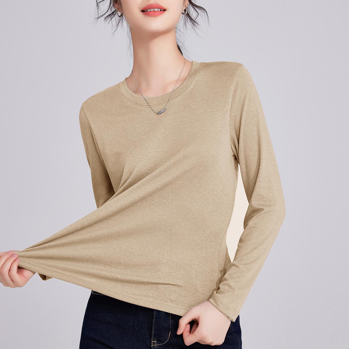 

Мягкая шерсть тенсел женская с длинным рукавом внутренняя тонкая маска спереди плечо низ базовая рубашка весна и осень XXXL
