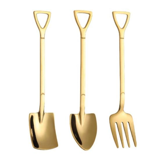 Stainless Steel Shovel Spoon Ice Cream Spoon Mini Dessert Spoons Creative Shapes Coffee Teaspoon Gift for Kitchen Restaurant Party