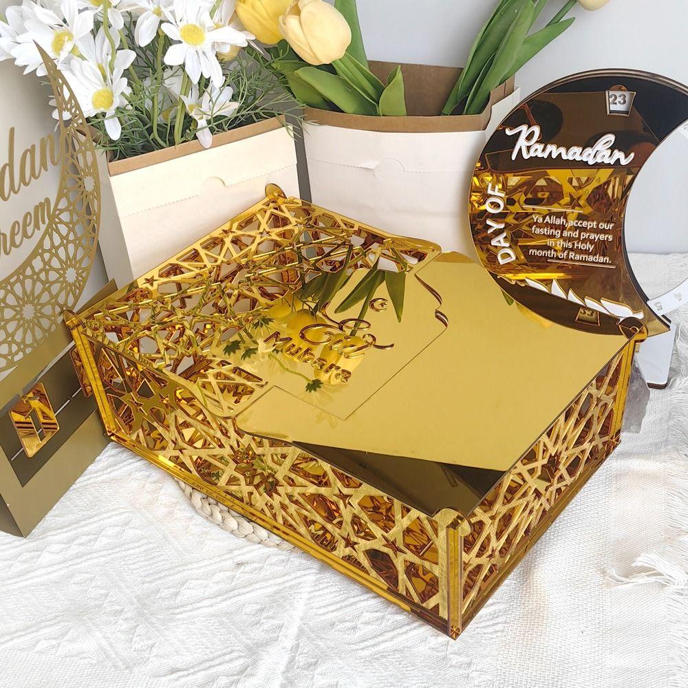 

Съемные золотистые акриловые контейнеры, выдолбленные контейнеры для сладостей, органайзер для сладостей на праздник Ид аль-Фитр Style 2