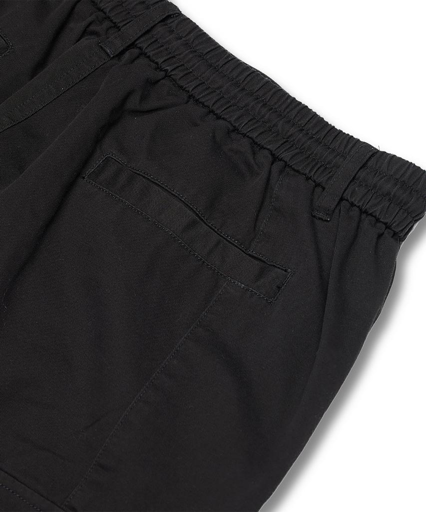 MUDSALT 8P Elastic Waist Wide Cargo Pants Black