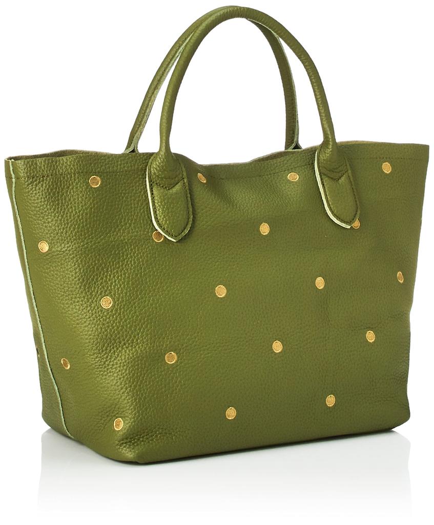Cowhide dot embroidery tote bag OL [Perke] 08-00-07470 Women's