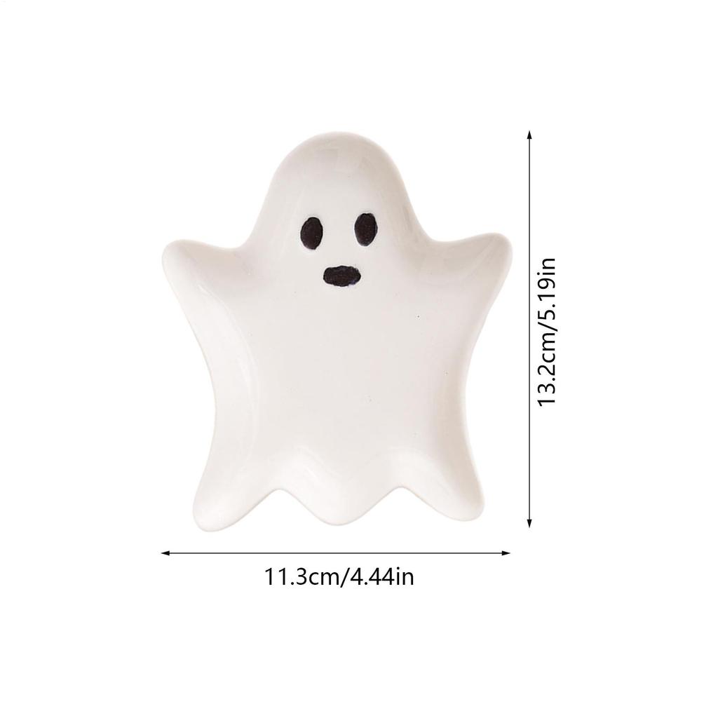 Vassoio Ornamento Fantasma di Halloween Ceramica Carino Vassoio Portagioie Fantasma Decorazioni Piatti di Halloween Per Servire la Cena del Ringraziamento