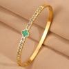 Titanium steel  women's light luxury high-end sense four-leaf flower with diamonds does not fade lucky grass open  