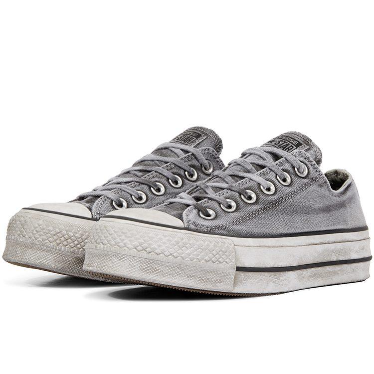Chuck Taylor All Star Wmns Converse Piattaforma Rialzata Low 'Smoked Canvas - Grigio' Donna 563112C
