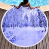 Winter Snow Landscape Round Beach Towel, Microfiber Soft Shawl Beach Blanket, Absorbent Quick Dry Portable Pool Towel Picnic Mat