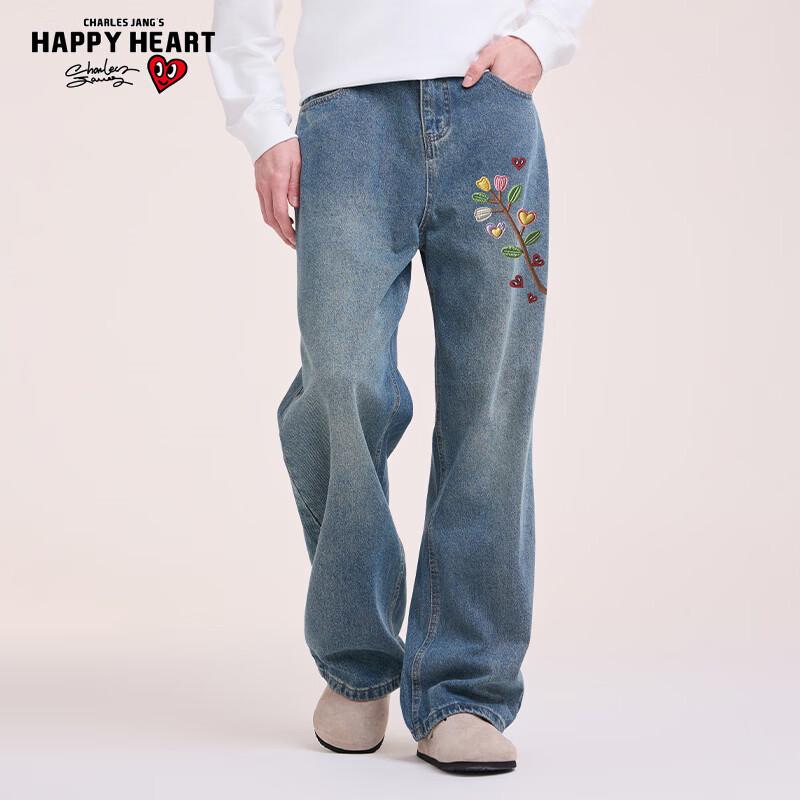 Charles Heart Retro Washed Loose Jeans S