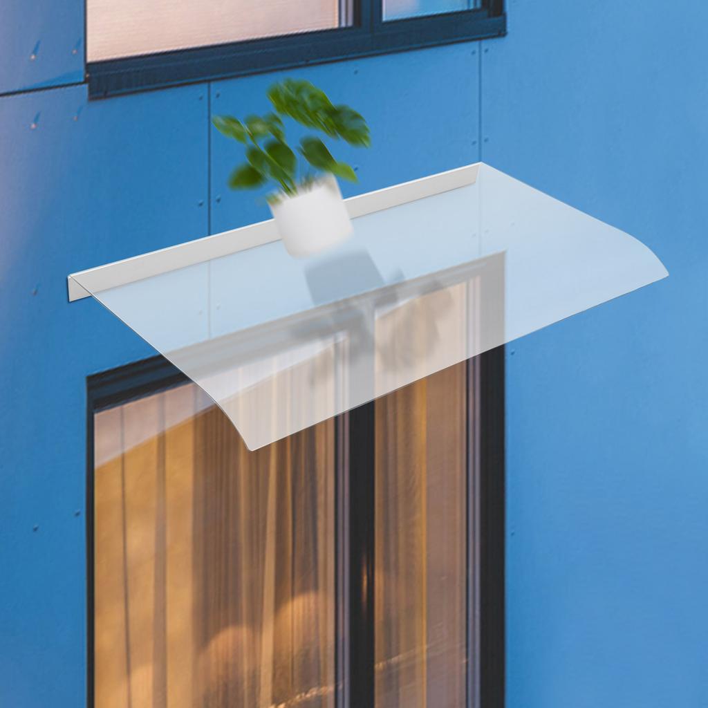 Clear PC Manual Window Awning Canopy, 50x100cm Outdoor Rain Shelter, 3.5mm Thick Door Protection Cover for Exterior Installation