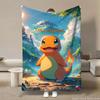 Custom Name Personalized Blanket Pokémon Charizard Throw Blanket Warm Soft Fluffy Kids and Adult Sofa Bed Travel Cartoon Blanket