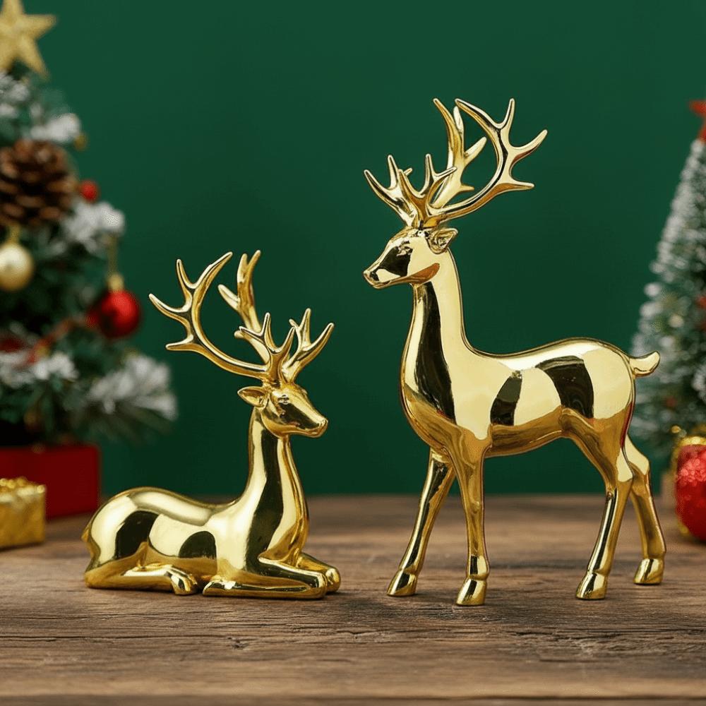 Creative Deer Desktop Ornament Modern Cute Christmas Deer Statue Durable Sitting/Standing Position Reindeer Sculpture