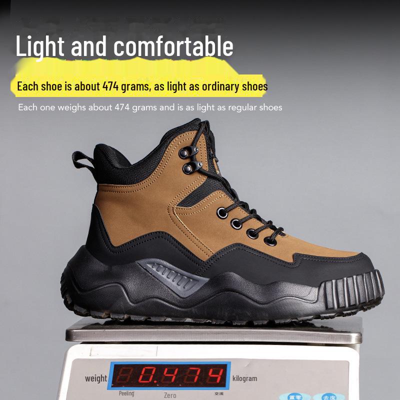 Men's Lightweight Steel Toe Safety Shoes: Anti-Smash, Anti-Puncture, Breathable, Fashionable, and Wear-Resistant Work Footwear.