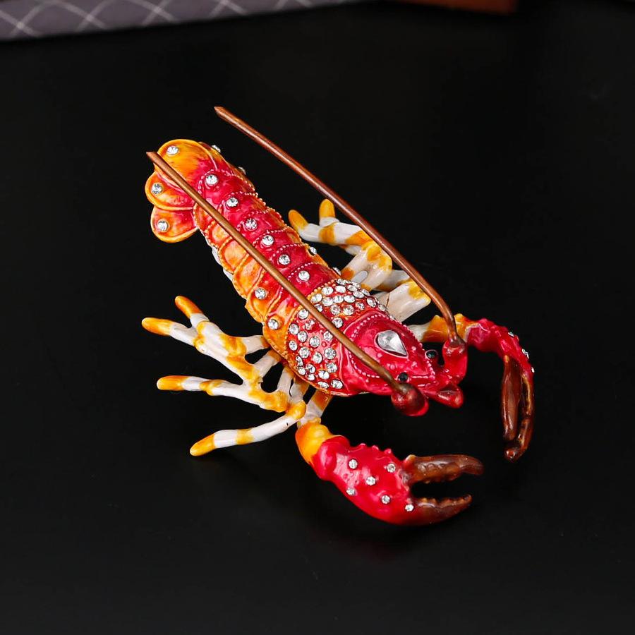 Шкатулка для украшений в виде омара Красная бриллиантовая шкатулка для украшений Откидная шкатулка для украшений Защита от серости Хранение безделушек Настольное украшение 11.2*7.4*5.5 красный