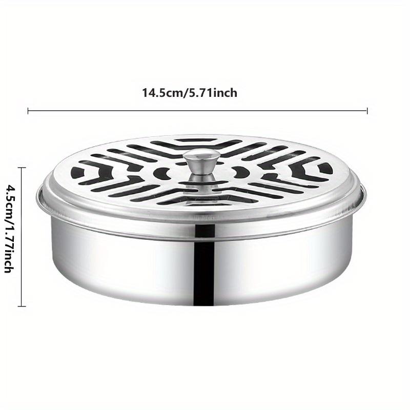 1 Pc Stainless Steel Mosquito Coil Tray Holder, Covered Household Ashtray, Outdoor Mosquito Coil Box for Living Room and Bedroom