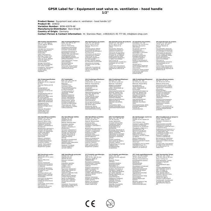 Vanne à siège incliné - BONI-SHOP® - 1/2" - Laiton poli-chromé - Clapet anti-retour intégré - Raccord mural 1/2"