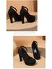 Korean Style Women's High-Heeled Platform Shoes, Solid Color, Plus Size 42