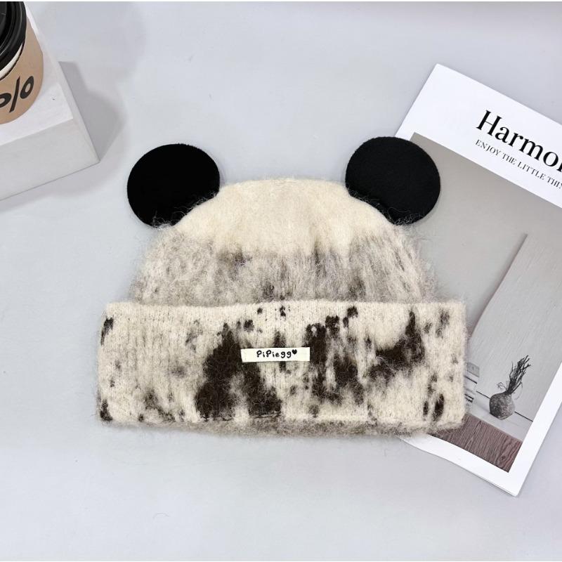 Cute cat ears wool hat female winter gradual change color ear hat cold age reduction versatile face small knitted cold hat