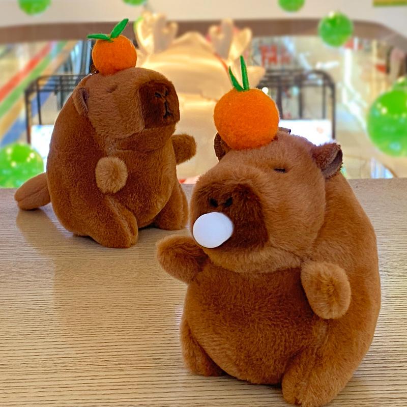 1-20PCS Plush Persimmon Spit Bubbles Capybara Key Pendant Cute Plush Keychain Plush Doll Toy Schoolbag Pendant Gift Pendant