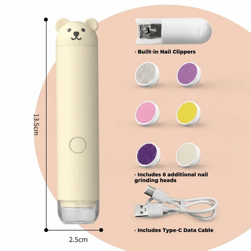 Little Bear Electric Nail Grinder Anti Scratch Electric Nail Polish Remover Babies