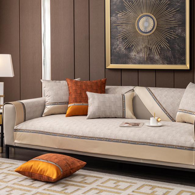 

Сучасна розкішна диван Slipcover Loveseat Couch Cover Texture Patchwork диван -подушка протектора анти -слизування Cushion cover45x45cm бежевий