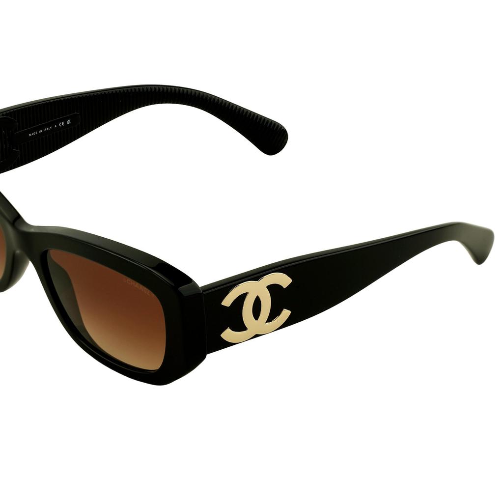 [In verschiedenen Größen erhältlich] CHANEL  seitlich bedruckte  unregelmäßig geformte Sonnenbrille für Damen  schwarz